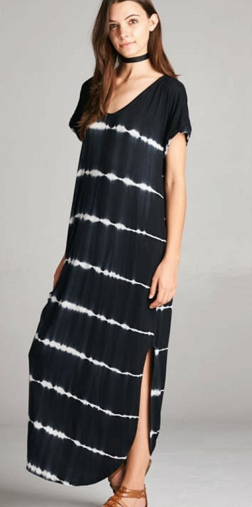 V neck tie dye maxi dress